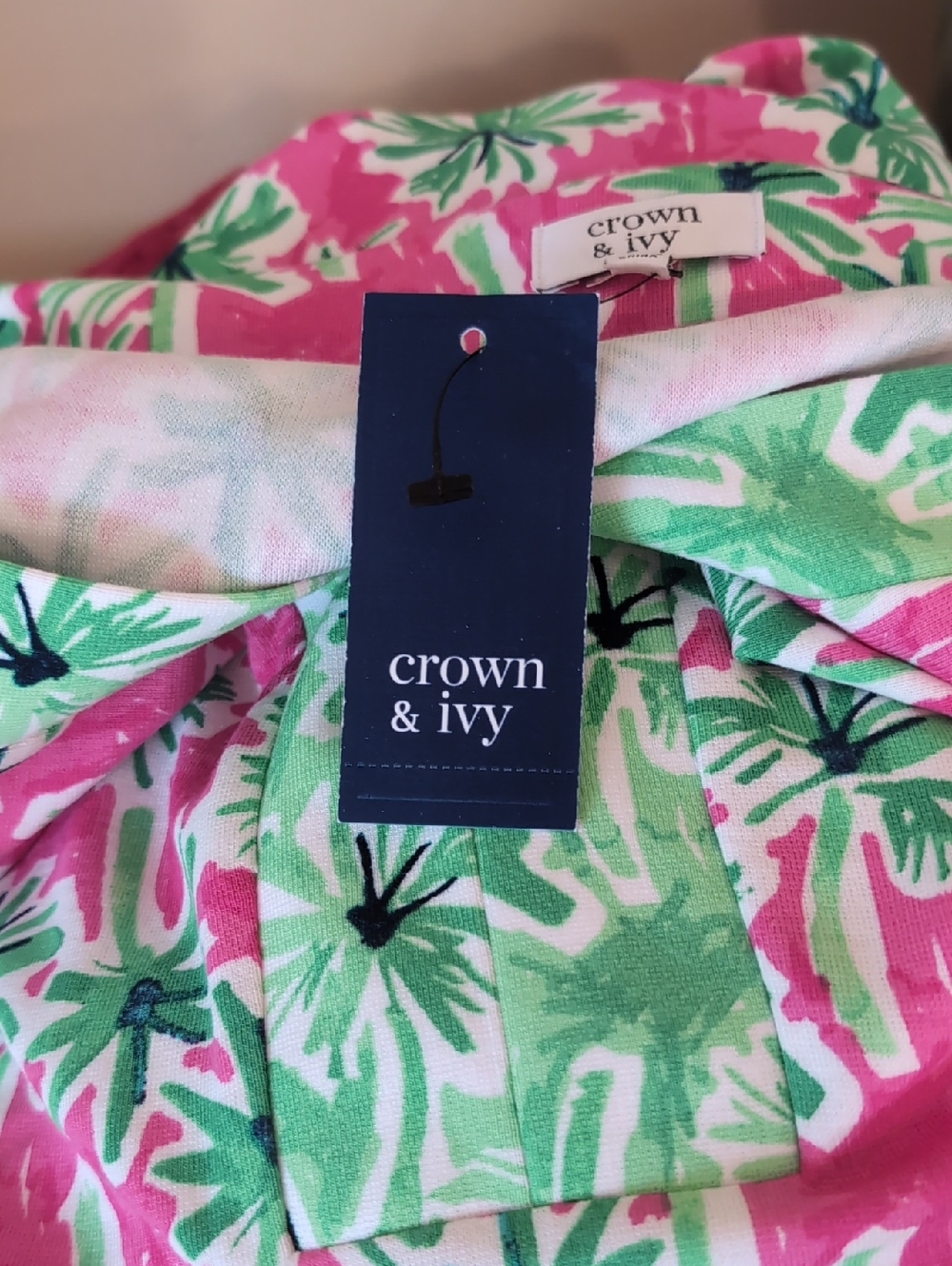 Crown & Ivy Garden Party Palm Tree Print. Rayon Blend Midi Dress. Size XL. NEW - Picture 12 of 13